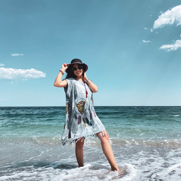 Robe de chambre en coton turc, tunique pour femme, robe d'été, tunique de vacances