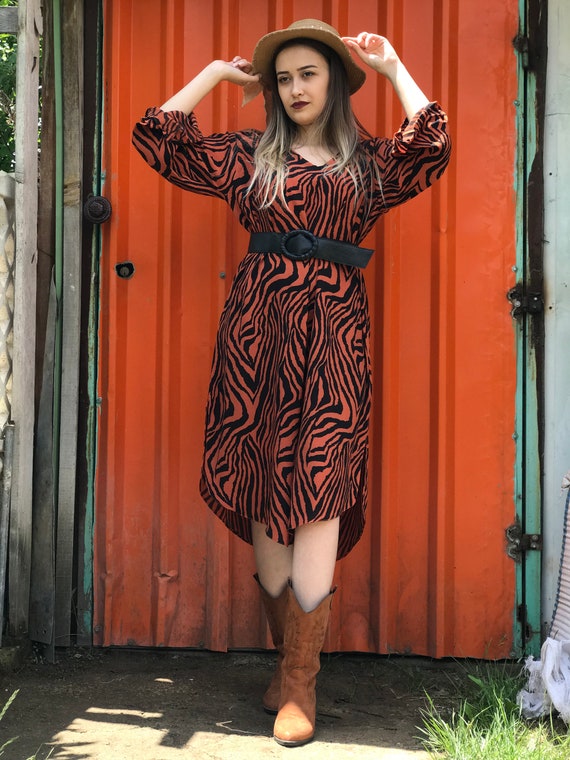 brown and black zebra print dress Brown Zebra Print Infinite Journey Maxi Dress main image 0