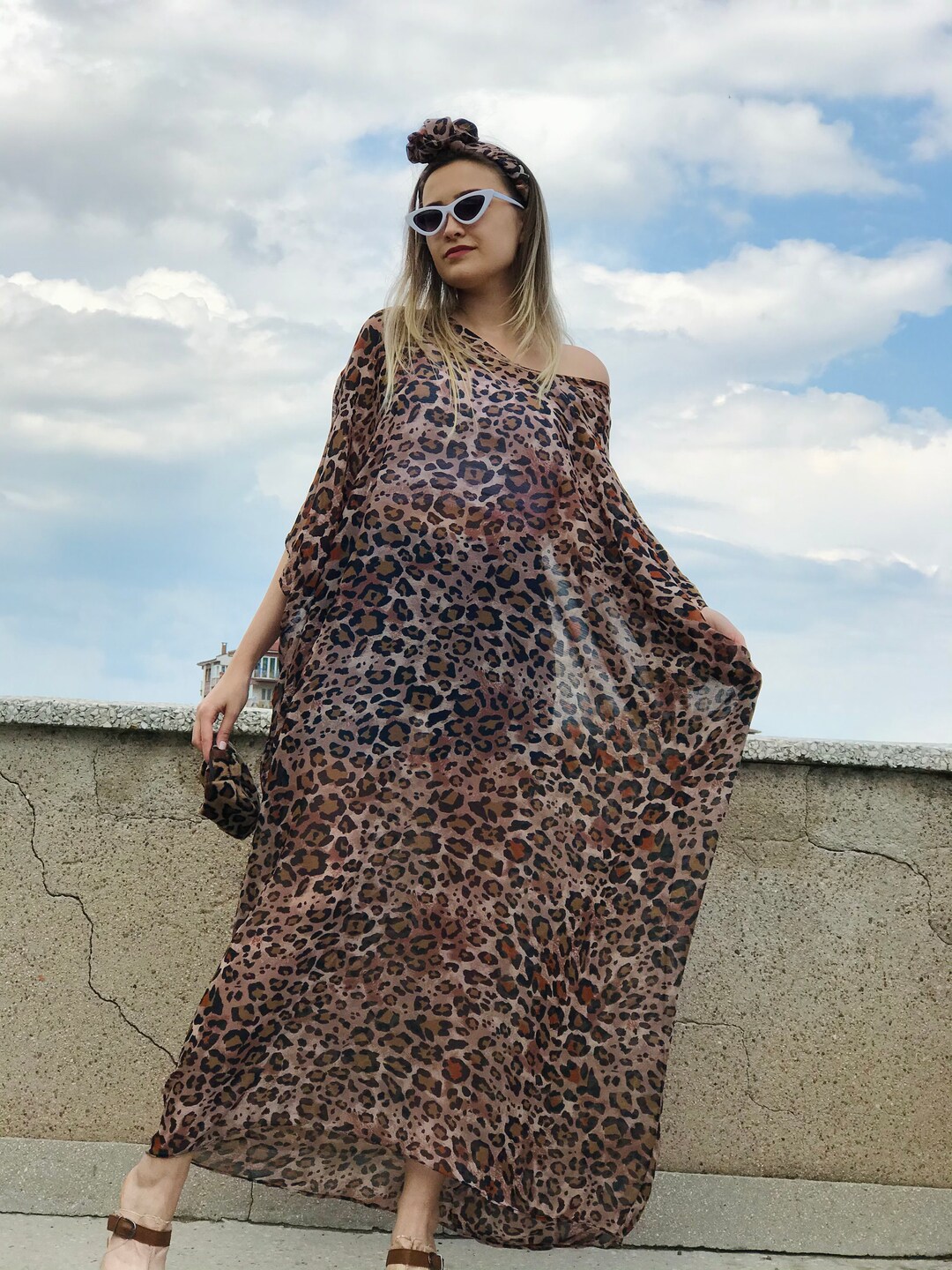 KİMONO, Caftan,dress,leopard Pattern Dress,summer Holiday Kimono ...