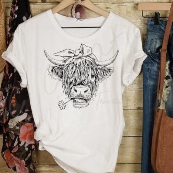 Cute Shaggy Cow T-shirt - Etsy