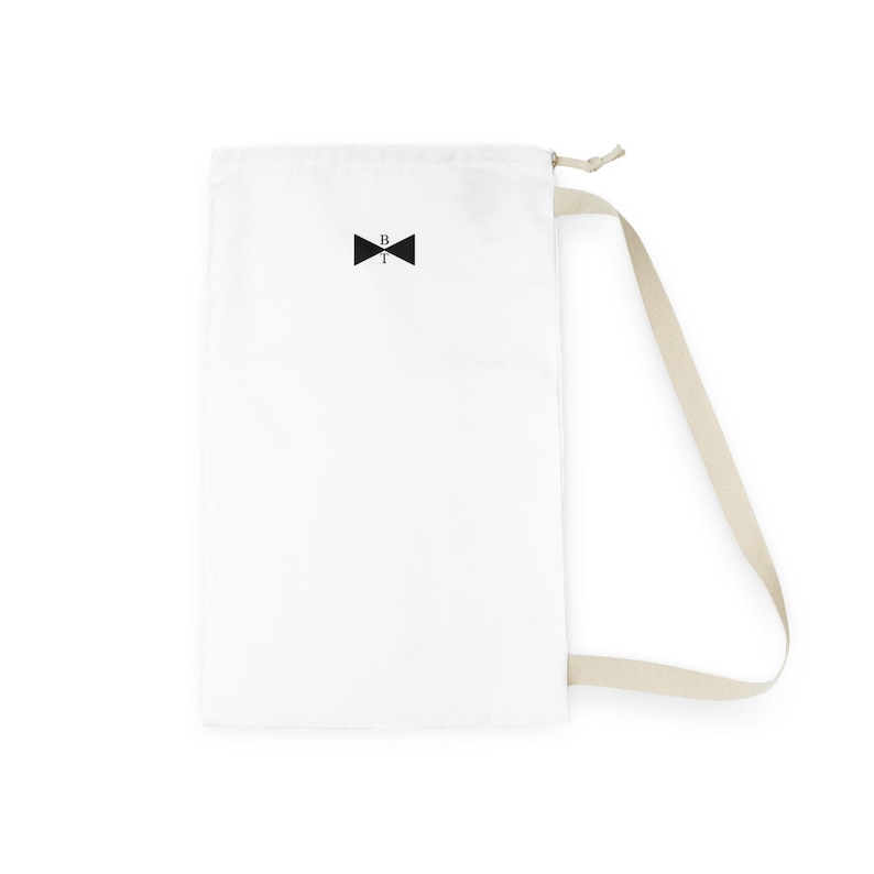 Monogram Bow Tie Laundry Bag | Personalized Initials, Travel Drawstring Pouch image 1
