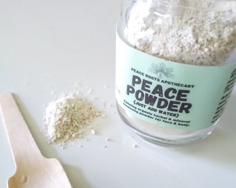 PEACE POWDER ORGANIC herbal dry face wash rose blooms lavender milky creamy lavender magnesium kaolin clay coconut milk vegan cleansing oats