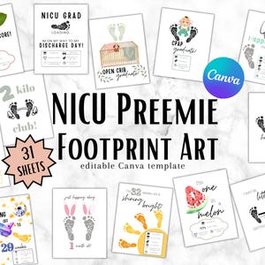 Manualidades con huellas de bebés prematuros en la UCIN, arte con huellas de hitos de bebés prematuros, manualidades con huellas de hitos de la UCIN, arte con huellas de bebés recién nacidos en la UCI neonatal