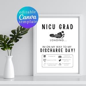 NICU Graduate Funny Footprint Art Crafts, Nicu nurse, grad footprints Canva editable template preemie milestones neonatal nursing craft