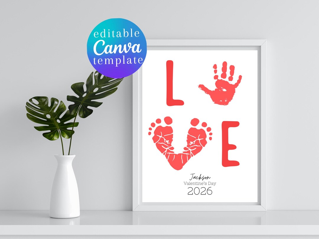 Love Valentine Footprint Art: NICU Baby Handprint Valentine's Day Craft ...