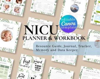 NICU Mom Journal, NICU Journal Printable, NICU Planner, Baby Planner nurse nicu mom micro preemie newborn nicu journey tracker leaf greenery