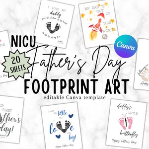 Impronta artistica per la festa del papà in terapia intensiva neonatale, regalo per impronte di piedi in terapia intensiva neonatale, arte per bambini, regalo per la festa del papà, impronte delle prime vacanze del bambino, impronte del papà