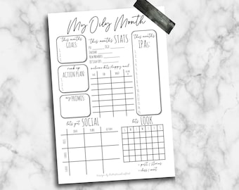 Oil Business | Monthly Tracker | Half Page Printable, Organizational Planner Page - Track Goals, Stats, Classes/Events, Promos, and more!