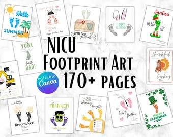 NICU Footprint Crafts Bundle, neonatal nurse nicu milestones, child life specialist, nicu social worker, nicu case management, nicu educator