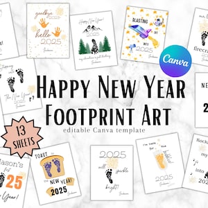 Baby New Year Footprints Art Craft, Baby Footprints Gift, Child Art, babys first gift New Years, babys first New Year footprints art, 2025