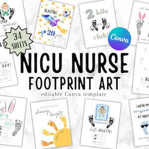 Manualidades con huellas de enfermeras de la UCIN (Plantilla de Canva/Descarga digital)