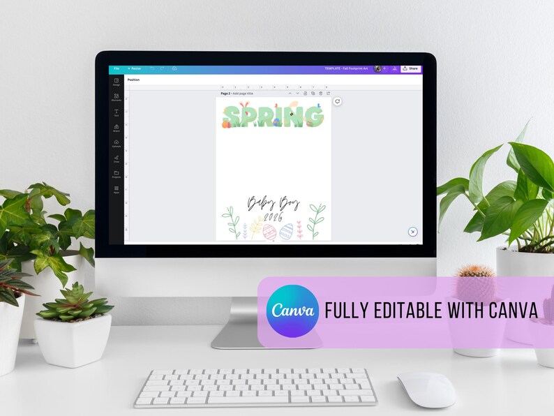 Spring Footprint Art: NICU Baby Springtime Craft | Canva Template - Etsy