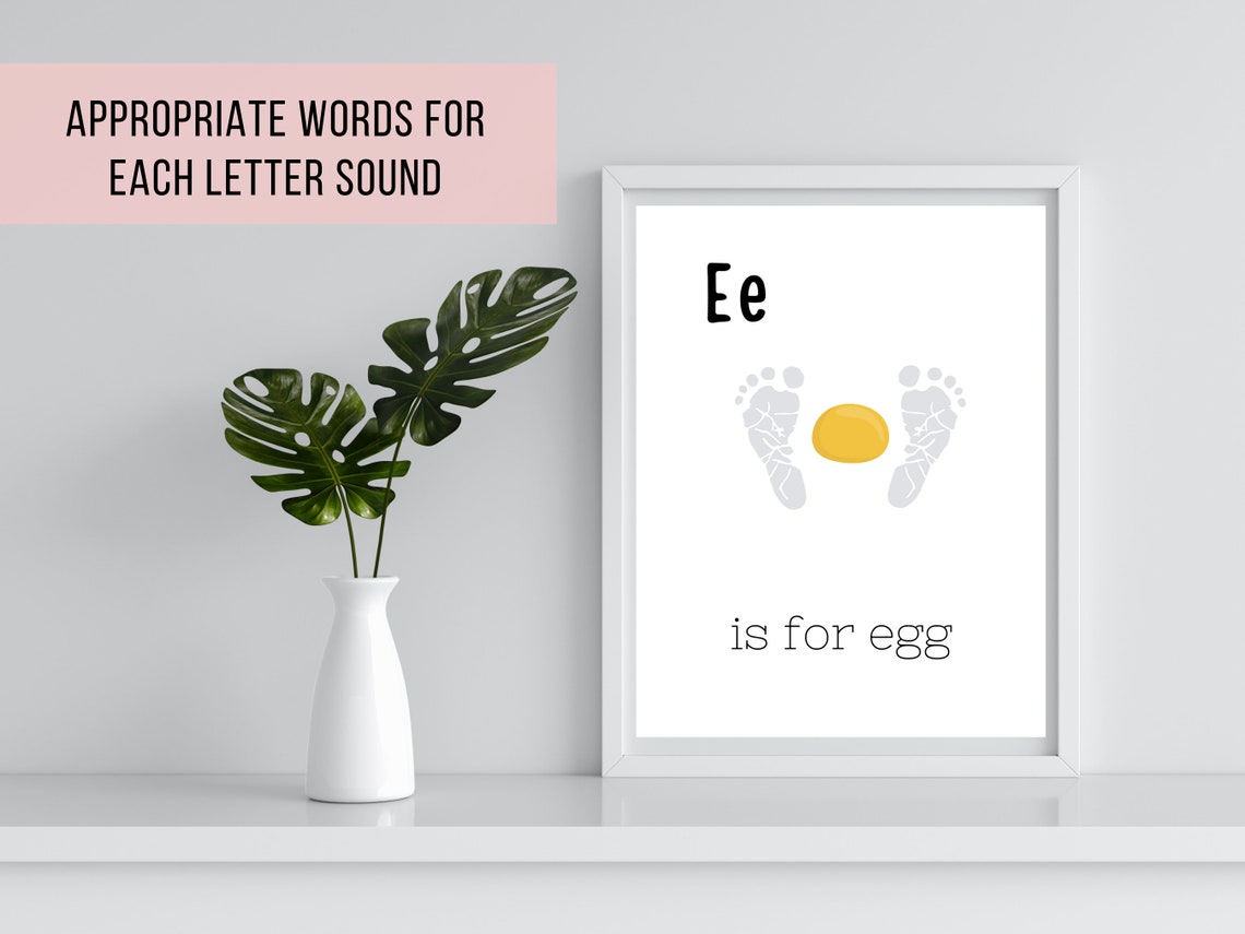 Baby Alphabet Footprint Flashcards – Printable Keepsake Phonics Letter ...