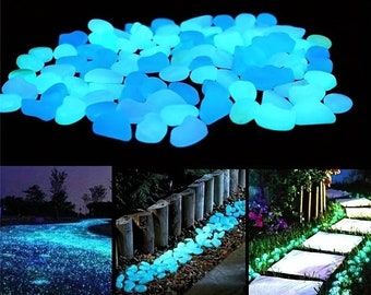 100 Customizable Glow in the Dark Pebbles / Stones for Home Garden Walkway Aquarium Plants Pot