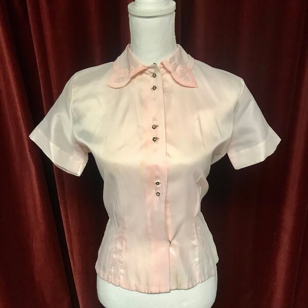 Vintage 1950's Sheer Pink Gotham Blouse AS IS