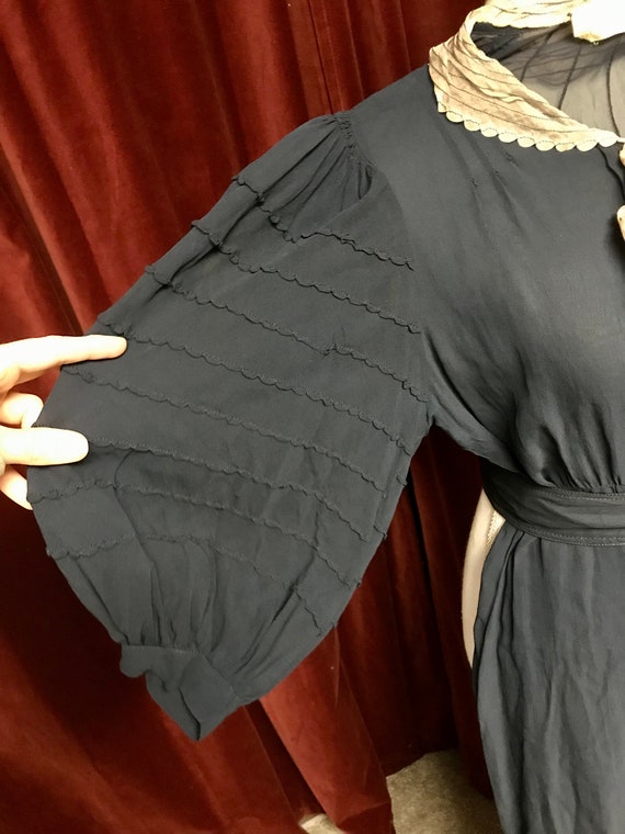 Vintage 1930s Balloon Sleeve Navy Dress AS IS - image 2