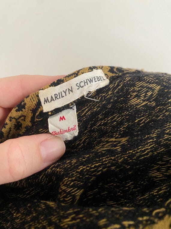 Vintage 1950s Black Gold Knit Top - image 4