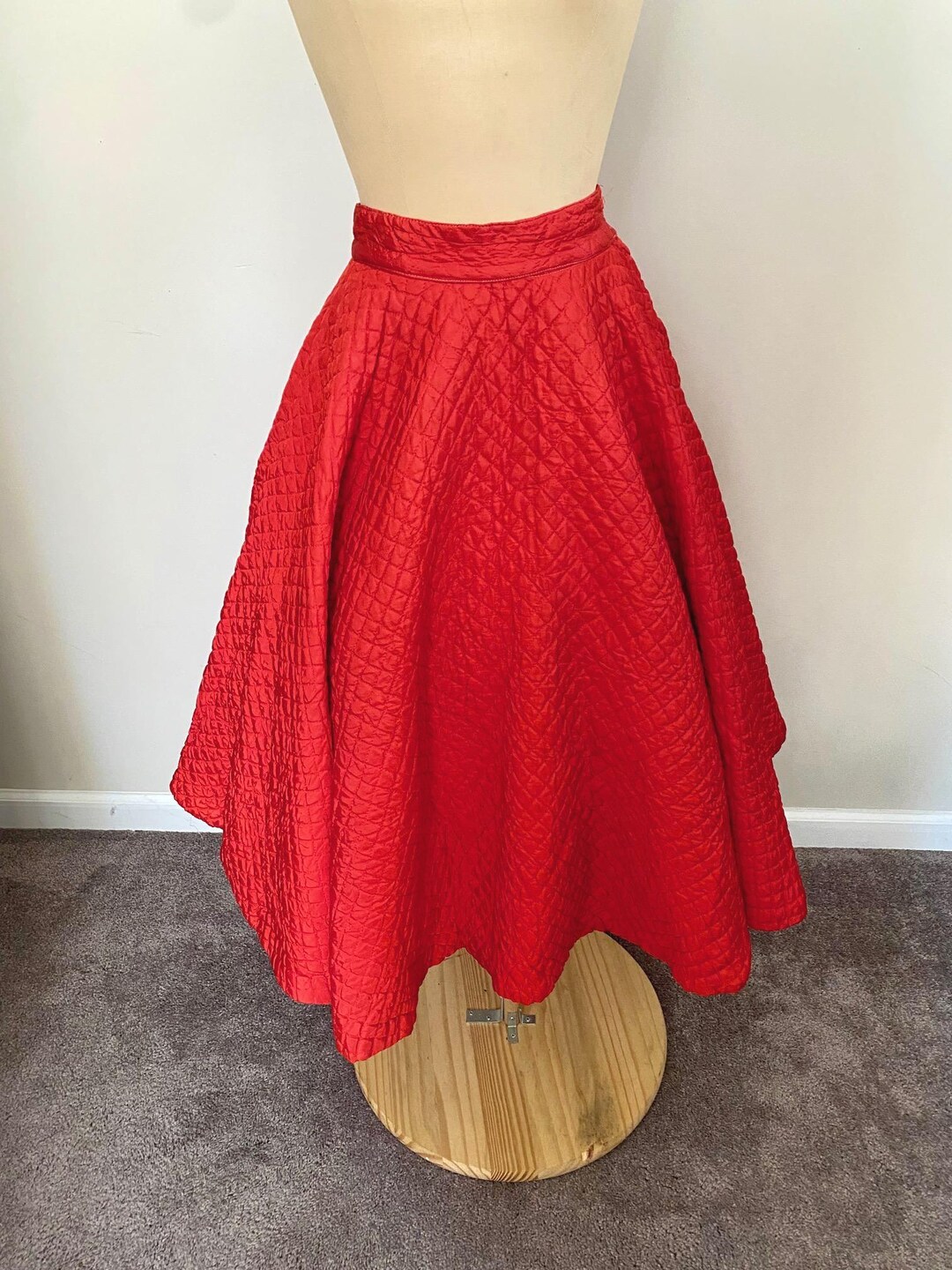 Vintage 1950s Circle Skirt Red Quilted Rockabilly - Etsy