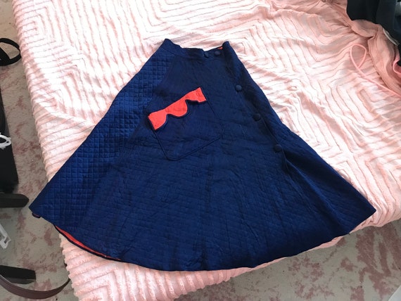 Vintage 1940s 1950s Quilted Novelty Skirt - image 1