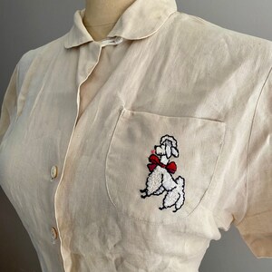 Vintage 1950s Womens Top Blouse Novelty Poodle image 2