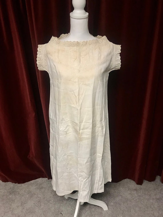 Antique 1800s Nightgown Embroidery Handmade Rare