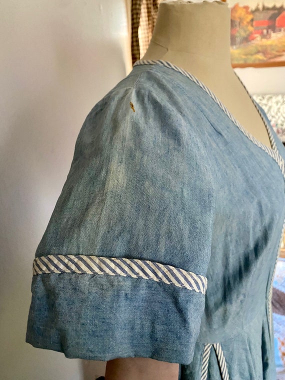 Vintage 1940's 1950's Denim House Dress - image 7