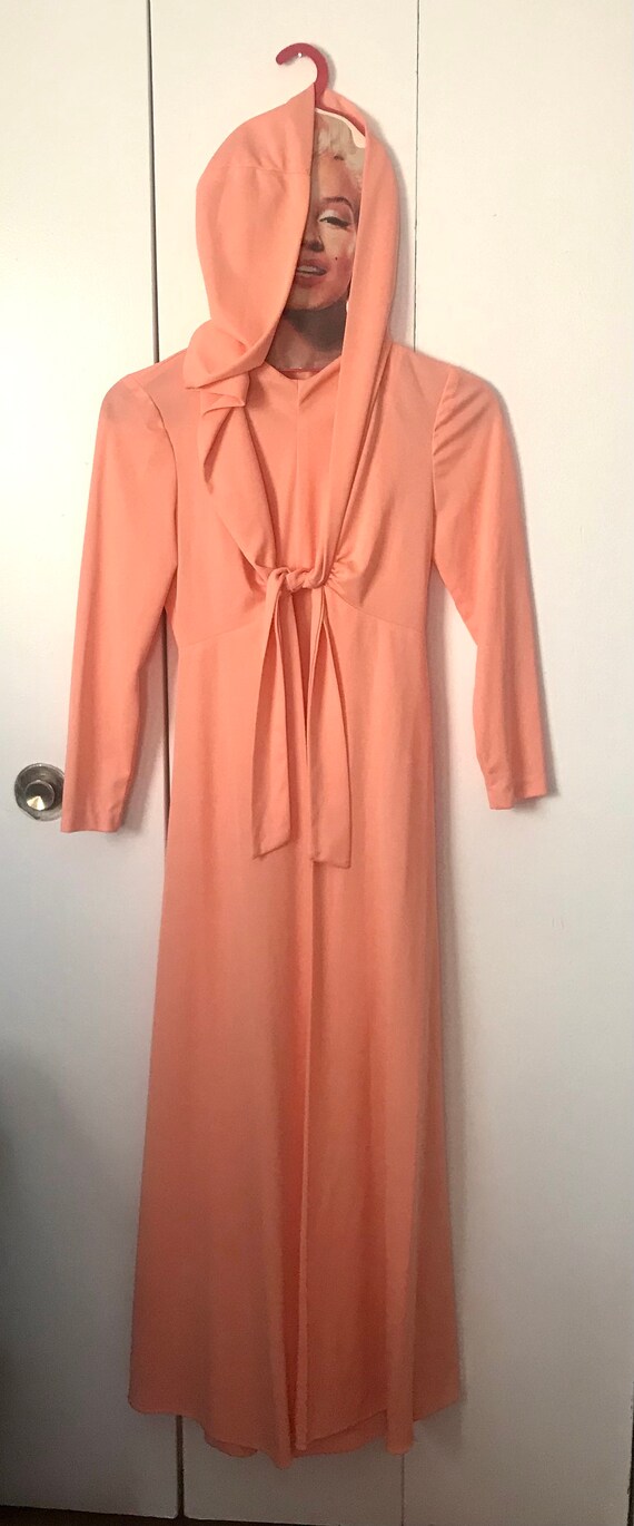 1970's Does 1930's Peach/Salmon Floor Length Dress