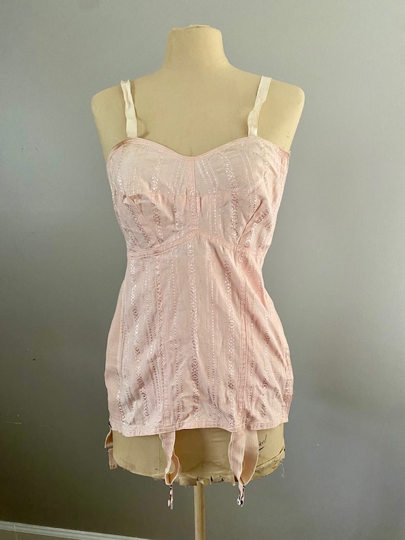 Vintage Peach 1930s Corset Shaper Rayon Cotton