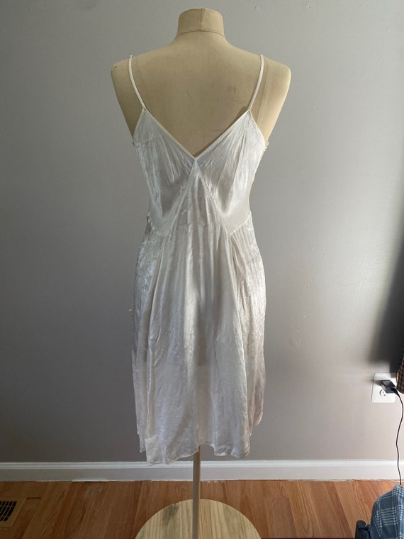 Vintage 1930s 1940s White Satin Silk Slip Nightgo… - image 3