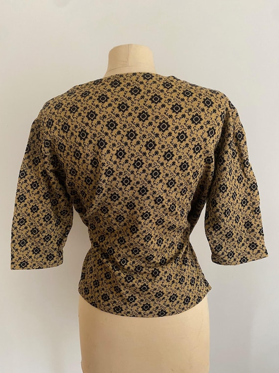 Vintage 1950s Black Gold Knit Top - image 3