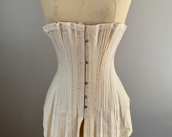 Antique 1910's Titanic Era Corset Cotton Steel Boning