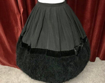 Rare Vintage 1950s Party Skirt Fur Velvet Made in Italy