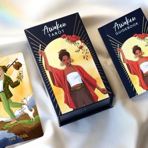 Awaken Tarot Cards Borderless with Guide Book - Modern Tarot Deck Inspired by The Rider Waite Tarot Deck - for Beginners and Professionals