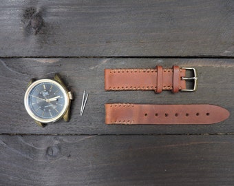 Leather Watch Strap, Vintage Watch Band, Brown Watch Strap, Custom Watch Strap, Slim Watch Strap, Watch Band, Size 18mm 20mm 22mm 24mm