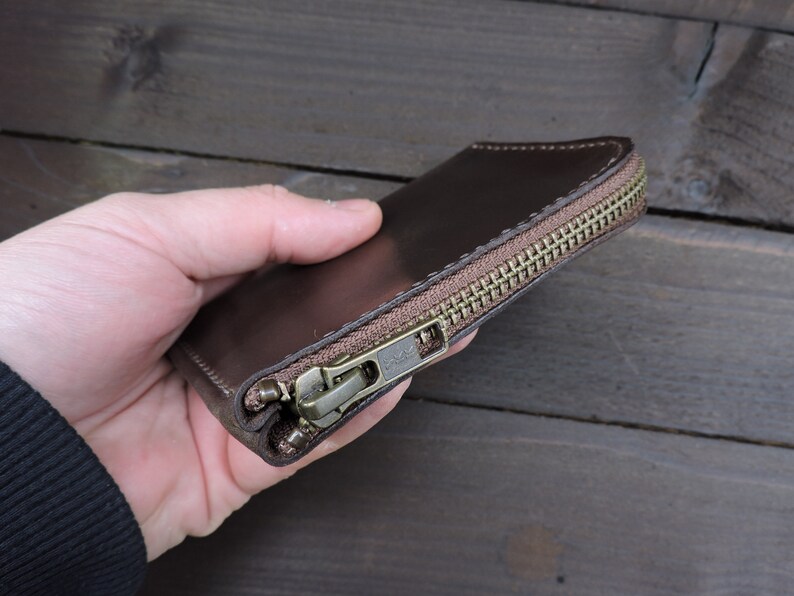 Small Leather Zip Wallet Zipper Wallet Minimalist Wallet Etsy