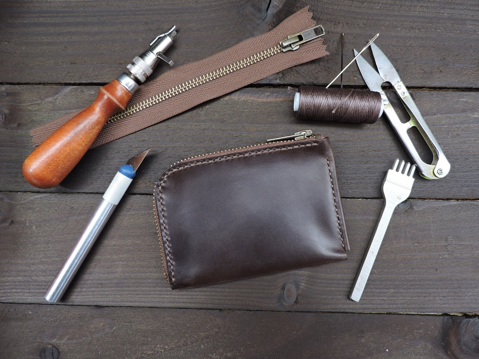 Small Leather Zip Wallet Zipper Wallet Minimalist Wallet Etsy