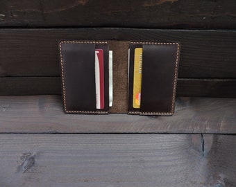 Bifold Wallet, Slim Leather Wallet, Brown Minimal Wallet, Small Card Holder, Leather Card Wallet, Minimalist Wallet, Simple Wallet