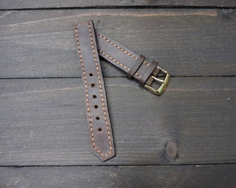 Stitched Watch Strap, Leather Watch Strap, Vintage Watch Band, Crazy Horse Watch Strap, Custom Watch Strap, Watch Band, 18mm 20mm 22mm 24mm