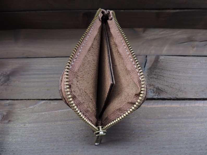 Small Leather Zip Wallet Zipper Wallet Minimalist Wallet Etsy