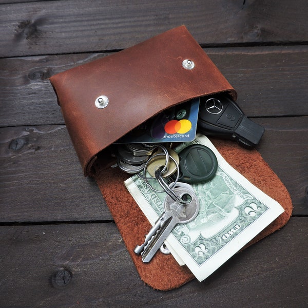 Leather Card Case, Key Case, Card Organizer, Key Holder Roll, Wide Pouch, Key Holder, Card Wallet, Camera Battery Case