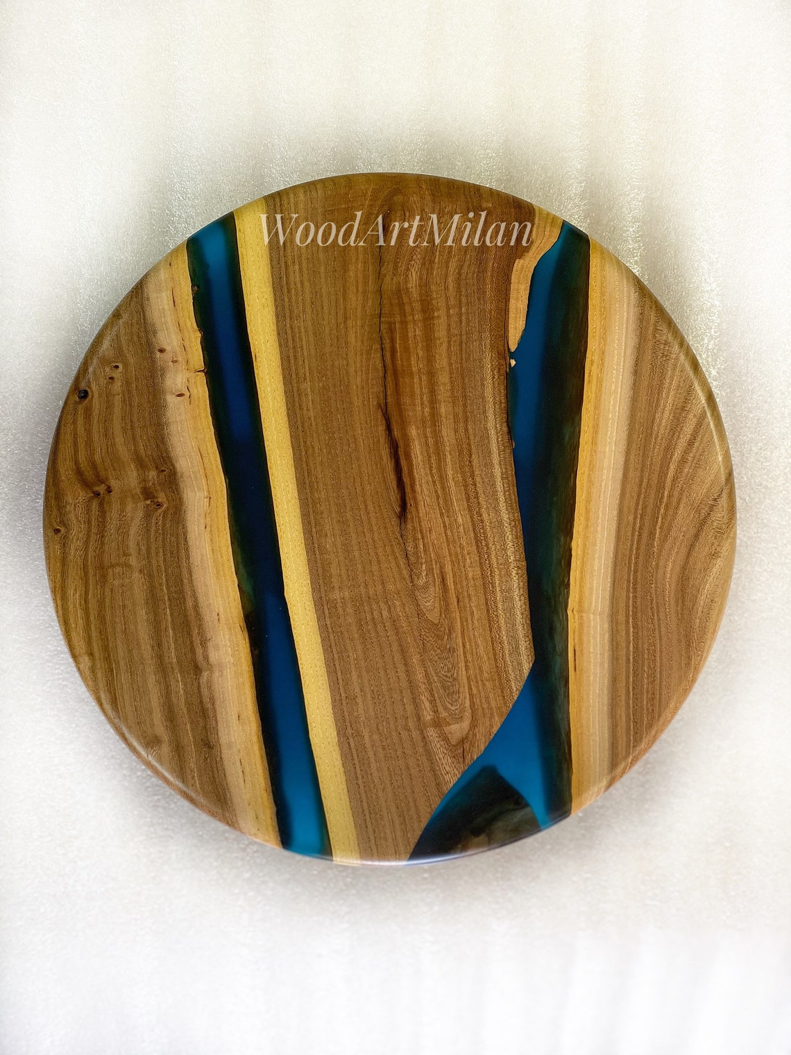 Lazy Susan of epoxy resin and burl elm slab River Lazy Susan Etsy