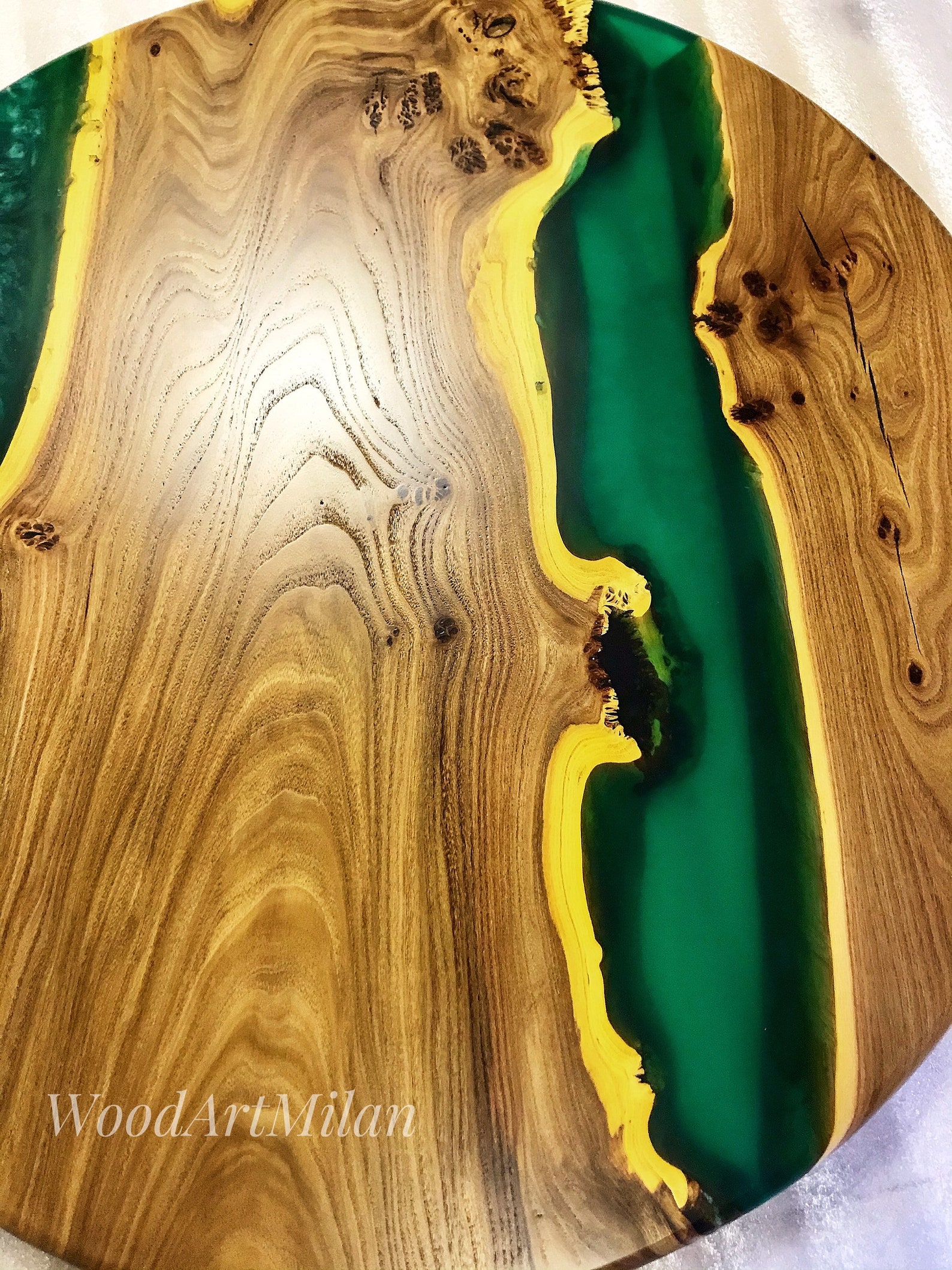 Lazy Susan of Epoxy Resin and Burl Elm Slab River Lazy Susan Etsy