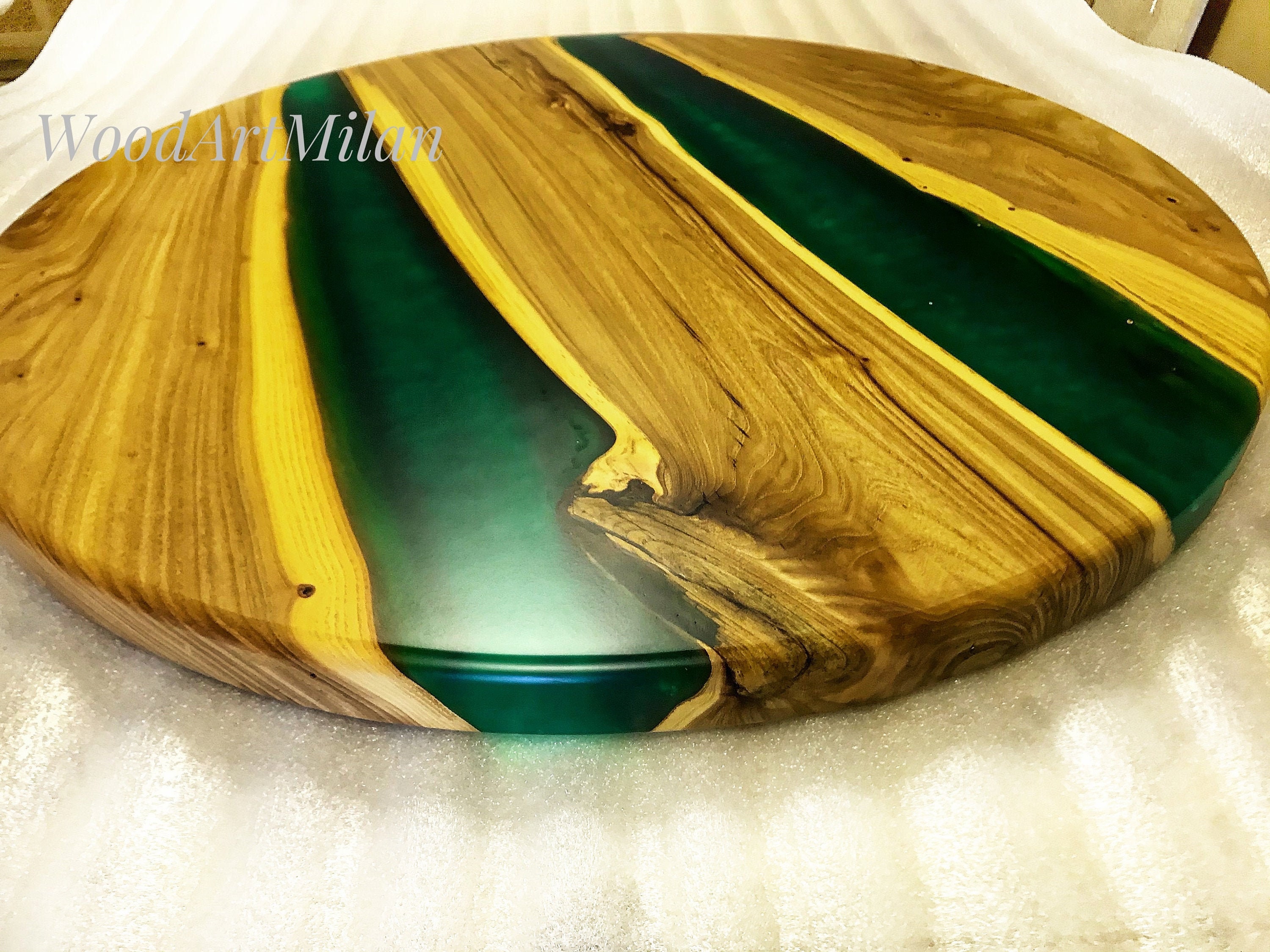 Lazy Susan of Epoxy Resin and Burl Elm Slab River Lazy Susan Etsy