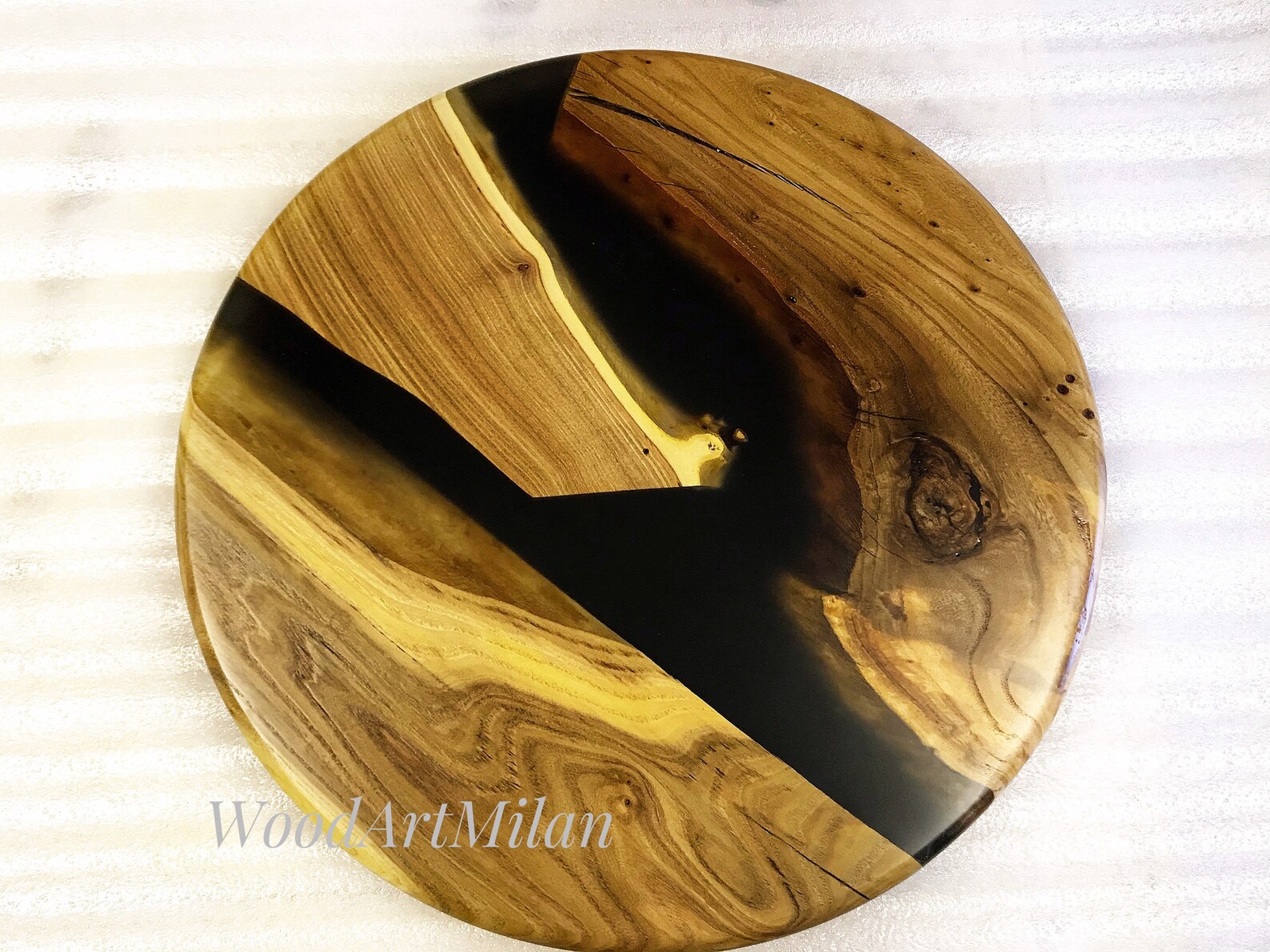 Lazy Susan of epoxy resin and burl elm slab River Lazy Susan Etsy