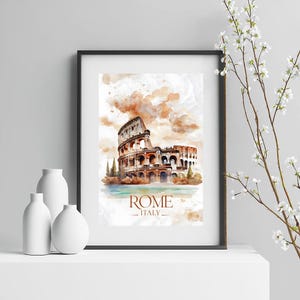 Rome Italy Colosseum Digital Art Poster - Watercolor Design | Instant Download