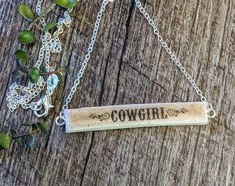 Cowgirl Necklace Personalized Bar Name REVERSIBLE Jewelry