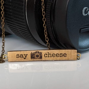 Camera Jewelry Gift for Photographer Tiny Camera Pendant Necklace Say Cheese Personalized