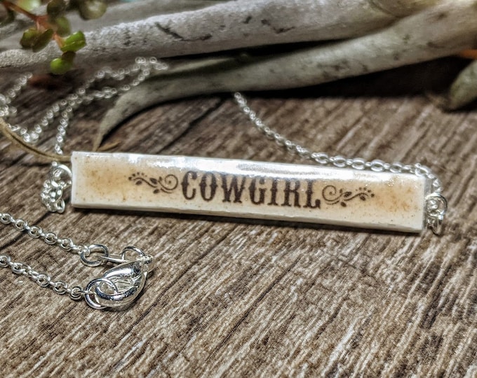 Personalized Bar Name Necklace REVERSIBLE Cowgirl Jewelry