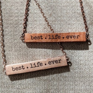 Best Life Ever Personalized Gold Bar Necklace JW Baptism Gift for Her