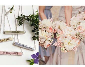 Bridesmaid Custom Personalized Bar Necklace in Pastel Spring Wedding Colors